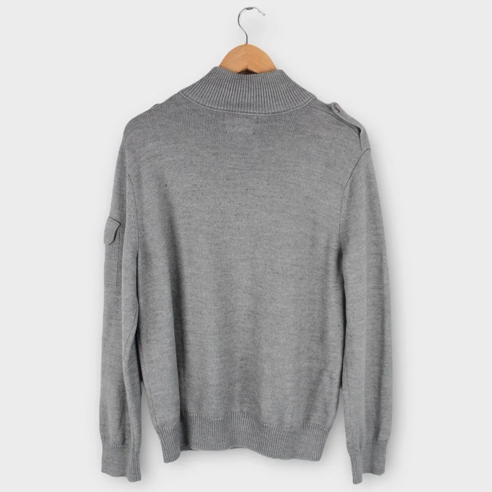 Banana Republic Grey Italian Yarn 1/4 Zip Mock Neck Sweater Men's Size Large‎